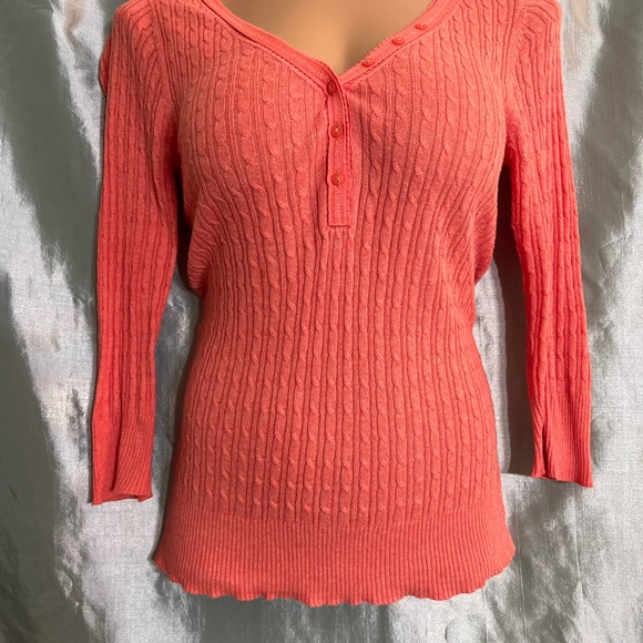 Aeropostale 100% cotton thin fitted cable knit light sweater w/3/4 sleeves, M - Picture 4 of 9
